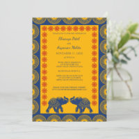 Eléphants à thème indiens en Mariage bleu royal