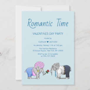 Invitation Éléphants mignons de la Saint-Valentin