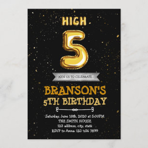 Invitation élevée de fête d'anniversaire cinq