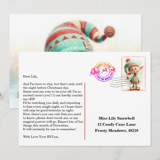 Invitation Elf Arrival Letter | North Pole Welcome Message (Devant / Derrière)