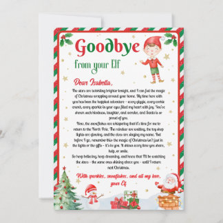 Invitation Elf Goodbye Letter Goodbye from Elf Christmas