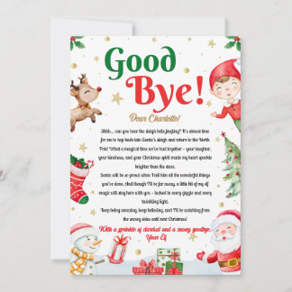 Invitation Elf Goodbye Letter Goodbye from Elf Christmas