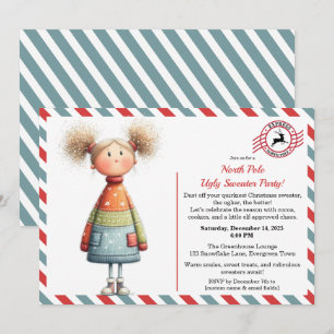 Invitation Elfe enchantée Fête du pull moche du Pôle Nord