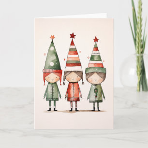 Invitation Elfes de Noël en Casquette festif