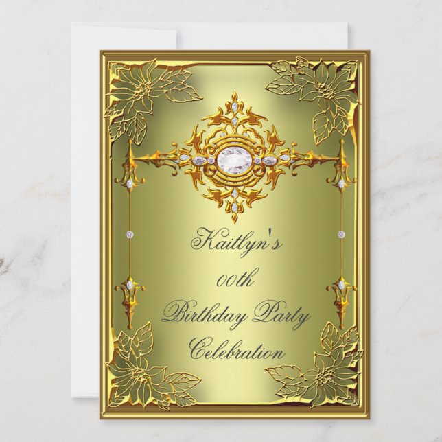 Invitation Elite Avocado Green Gold Anniversaire Party 2 (Devant)