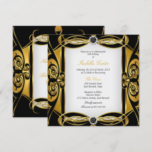 Invitation Elite Deco Golden Black Pearl Blanc fête d'anniver