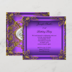 Invitation Élite Élégant Fête Violet Or Toutes Occasions