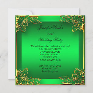 Invitation Elite Elégante Chaux d'Anniversaire Or Floral Dama