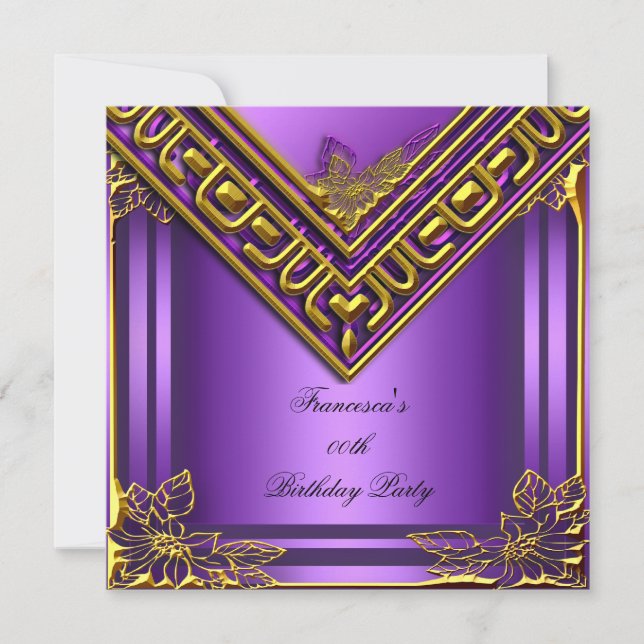 Invitation Elite Élégante fête d'anniversaire Ornate Purple G (Devant)