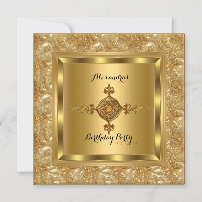 Invitation Elite Gold Diamond Jewel Élégante fête d'anniversa (Devant)