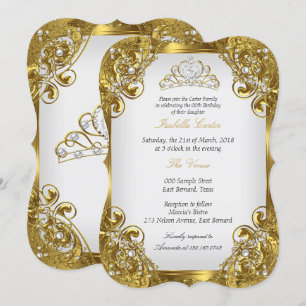 Invitation Elite Golden White Pearl Lace Tiara fête d'anniver