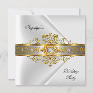 Invitation Elite White Gold Black fête d'anniversaire