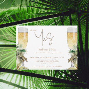 Invitation Elle a Dit Oui Champagne Tropical Fête de Fiançail