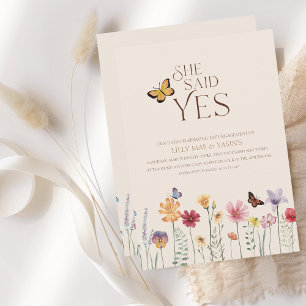 Invitation Elle A Dit Oui Coloré Fleur sauvage Engagement Par