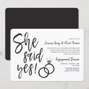 Invitation Elle a dit oui   Dîner de fiançailles aux doubles 