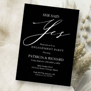 Invitation Elle A Dit Oui Élégante Partie D'Engagement