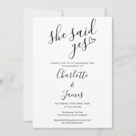 Invitation Elle A Dit Oui Engagement Partie Amour Coeur