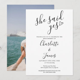 Invitation Elle A Dit Oui Engagement Partie Amour Coeur Photo