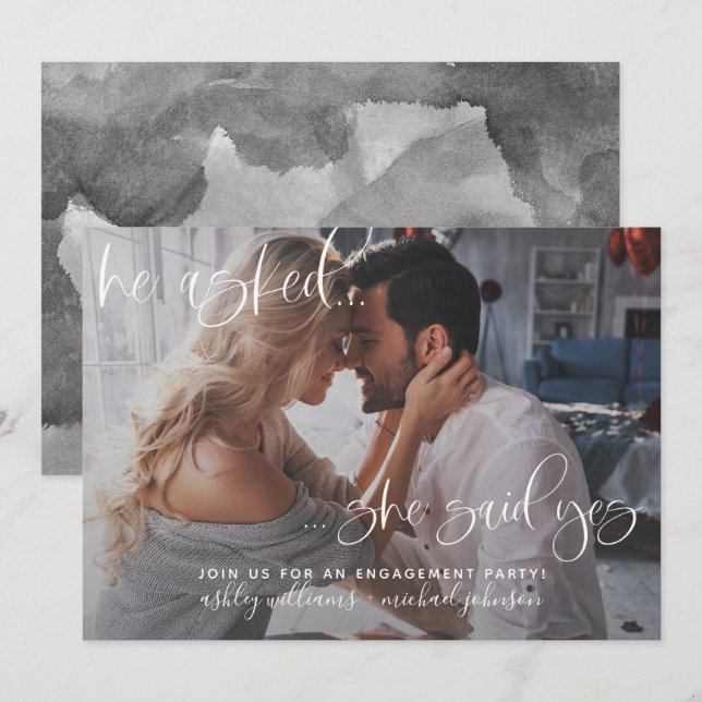 Invitation Elle A Dit Oui Photo Calligraphie (Devant / Derrière)