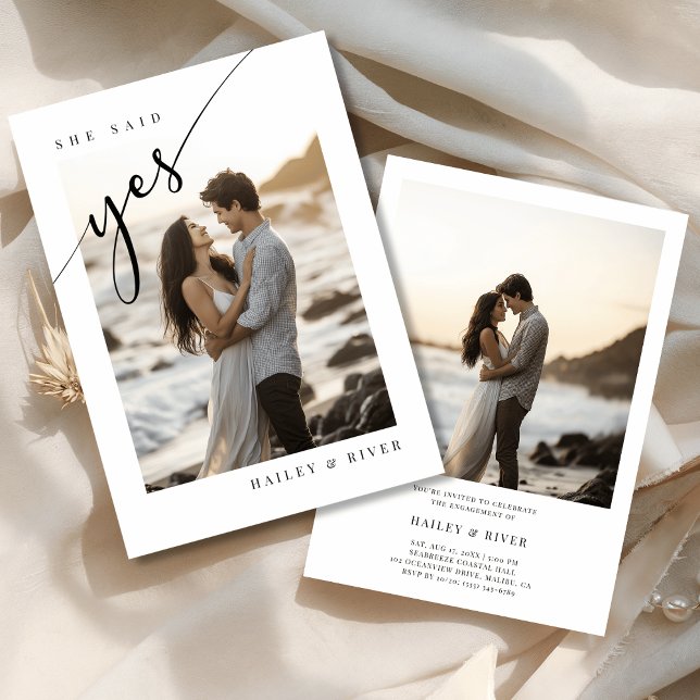 Invitation Elle A Dit Oui Plage Thématique Photo Engagement P (Créateur téléchargé)