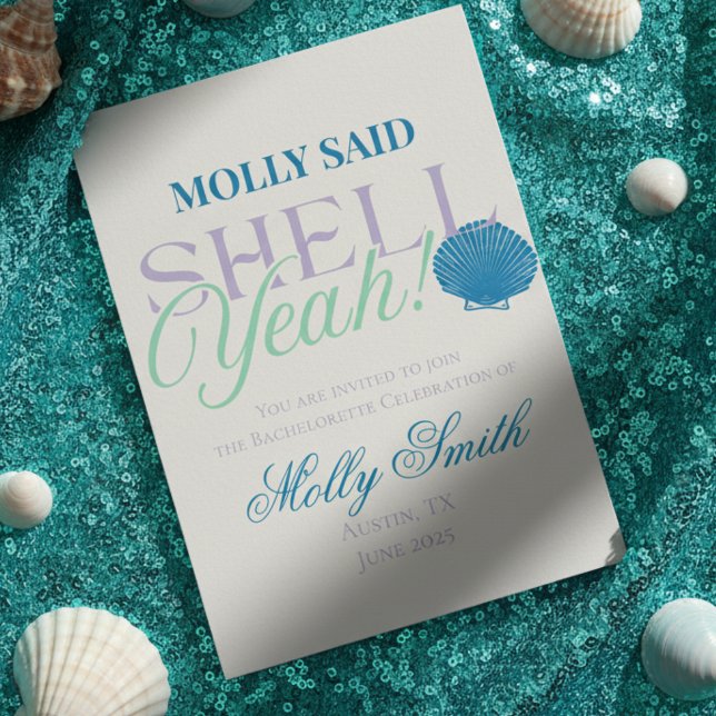 Invitation Elle A Dit Shell Ouais - Amusant Bachelorette Côti (Make waves with this playful “She Said Shell Yeah” design!)