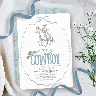 Invitation Elle a trouvé sa Cowboy Dusty Blue Bow Enterrement