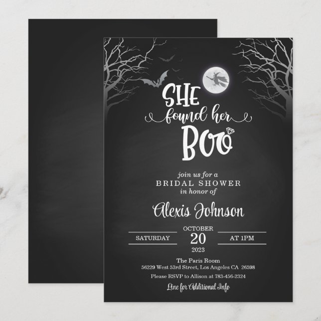 Invitation Elle A Trouvé Sa Fête des mariées De Boo (Devant / Derrière)