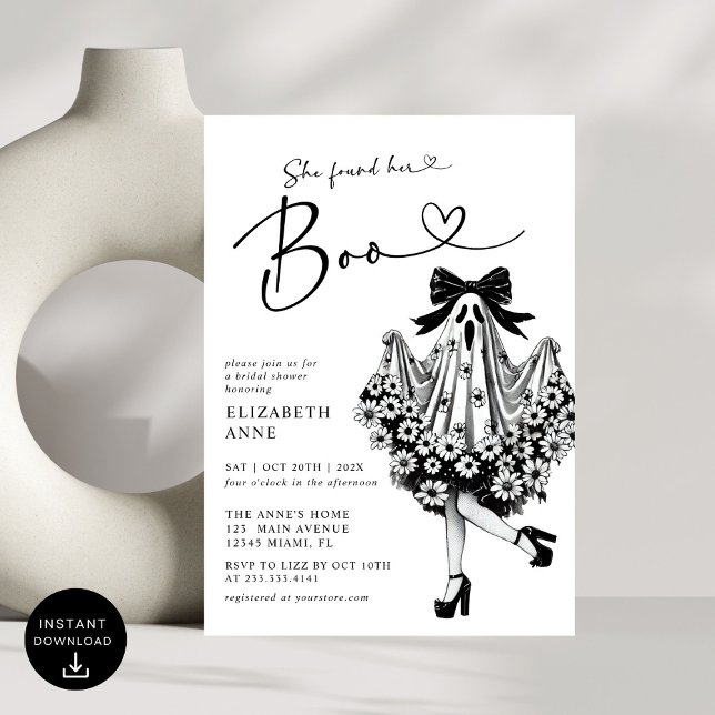 Invitation Elle A Trouvé Sa Fête des mariées Florale Fantôme  (Créateur téléchargé)