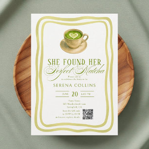 Invitation Elle A Trouvé Son Code QR Fête des mariées Matcha 