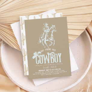 Invitation Elle a Trouvé Son Cow-Boy Sable Beige Enterrement