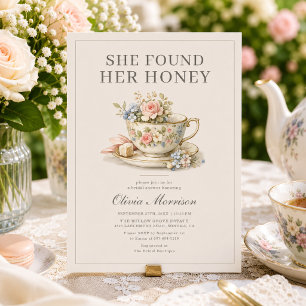 Invitation Elle a Trouvé Son Thé de Miel Floral Baby Shower d