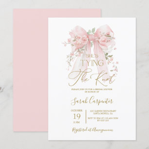 Invitation Elle Attache le Nœud Carton d'Invitation à la Fête