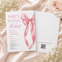 Elle Attache Le Nœud Code QR Rose Baby Shower de M