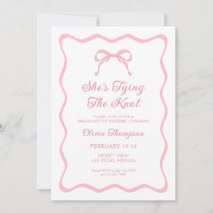 Invitation Elle Attache le Nœud Rose Fête de Bachelorette