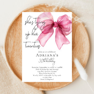Invitation Elle Attache Son Ruban Rose pour ses 30 ans