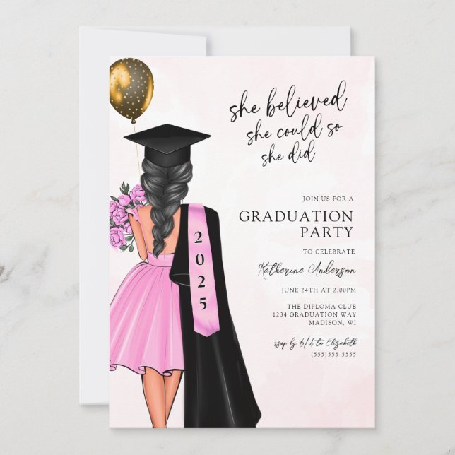 Invitation Elle Croyait Qu'Elle Pourrait Faire La Fête De La  (Devant)