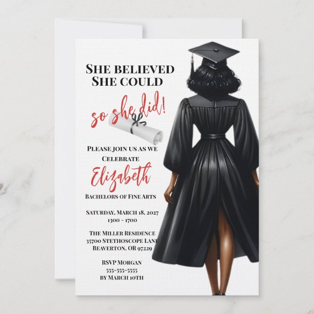 Invitation Elle Croyait Qu'Elle Pouvait Faire Ses Études (Devant)