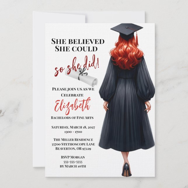 Invitation Elle Croyait Qu'Elle Pouvait Faire Ses Études (Devant)