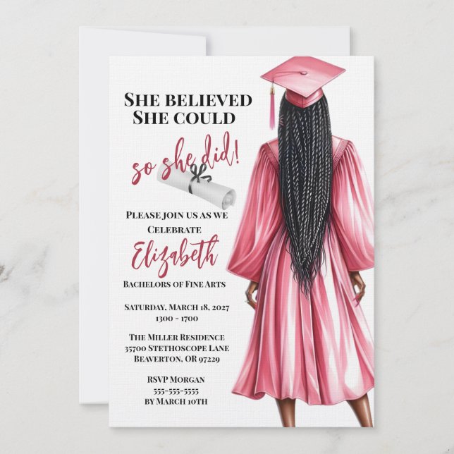 Invitation Elle Croyait Qu'Elle Pouvait Faire Ses Études (Devant)