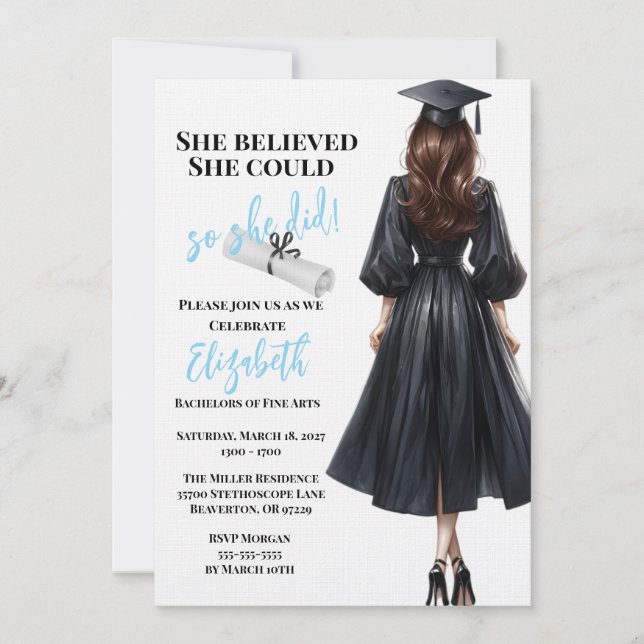 Invitation Elle Croyait Qu'Elle Pouvait Faire Ses Études (Devant)
