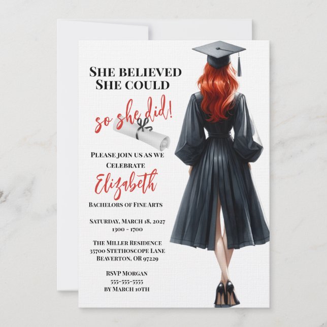Invitation Elle Croyait Qu'Elle Pouvait Faire Ses Études (Devant)