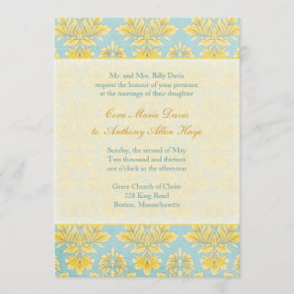 Invitation Elle Damask Light Blue Mariage initiation