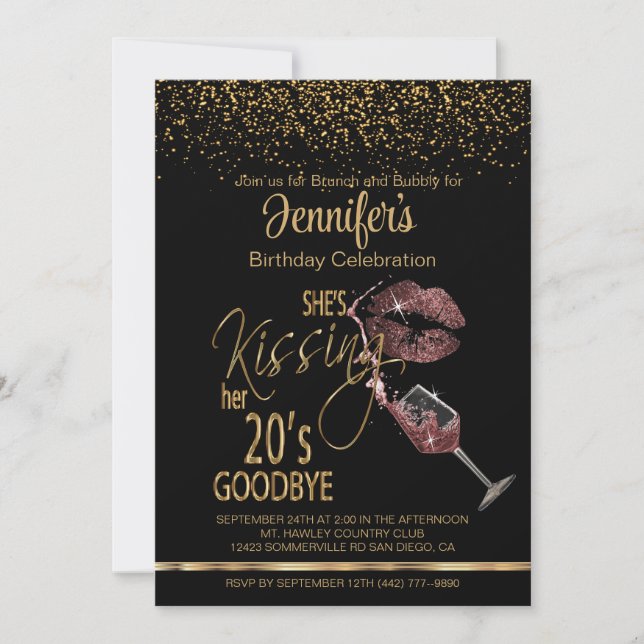 Invitation Elle embrasse ses 20's Goodbye - Anniversaire (Devant)