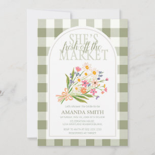 Invitation Elle est fraîche du marché Floral Sage Gingham