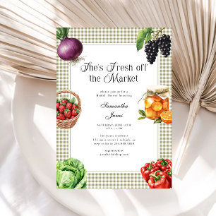 Invitation Elle est fraîche sur le marché Gingham Baby Shower