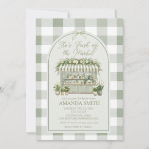 Invitation Elle est fraîche sur le marché Gingham Bridal Sage