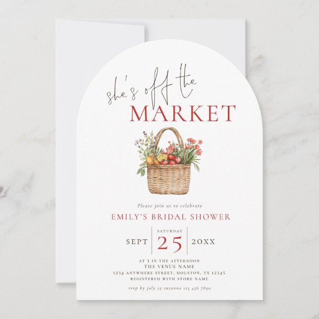 Invitation Elle est hors de la Fête des mariées de marché (Devant)