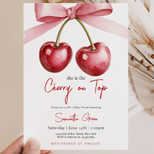 Invitation Elle est la cerise sur le gâteau Baby Shower