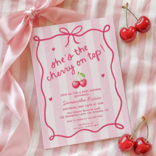 Invitation Elle est la Cerise sur le Haut Baby Shower