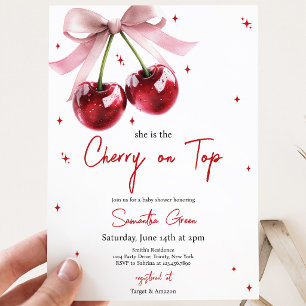 Invitation Elle est la Cerise sur le Haut Baby Shower